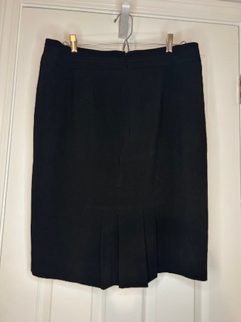 White House Black Market Womens 12 Black Pencil Skirt Pleated Hem Career